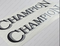Champion Boat Logo Black/Silver Decals Set of 2 x 18"